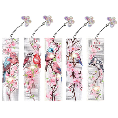 5Pcs Bird DIY Diamond Bookmark Art Projects with Crystal Pendant for Book Lovers