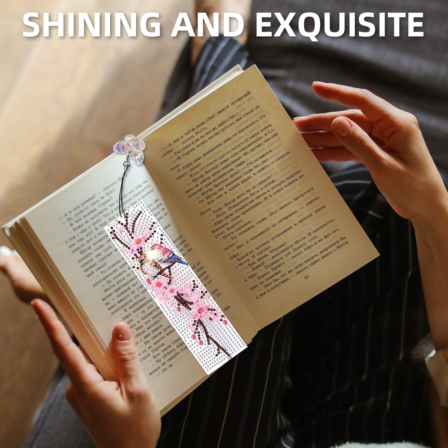 5Pcs Bird DIY Diamond Bookmark Art Projects with Crystal Pendant for Book Lovers