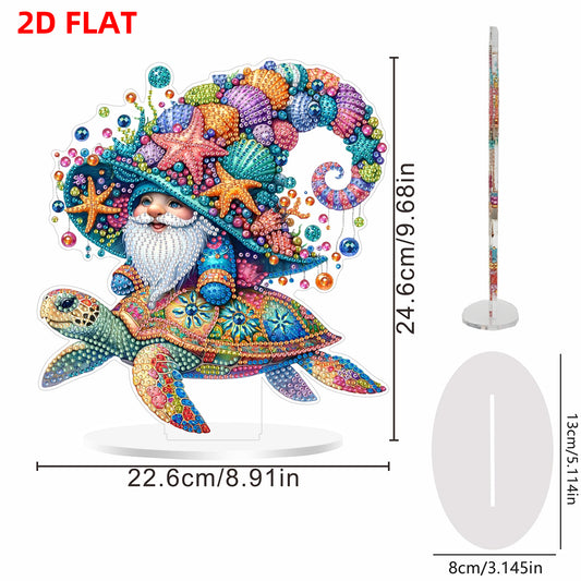 Turtle DIY 2D Flat Print Acrylic Desktop Diamond Art Kits 24x22cm Desktop Decor