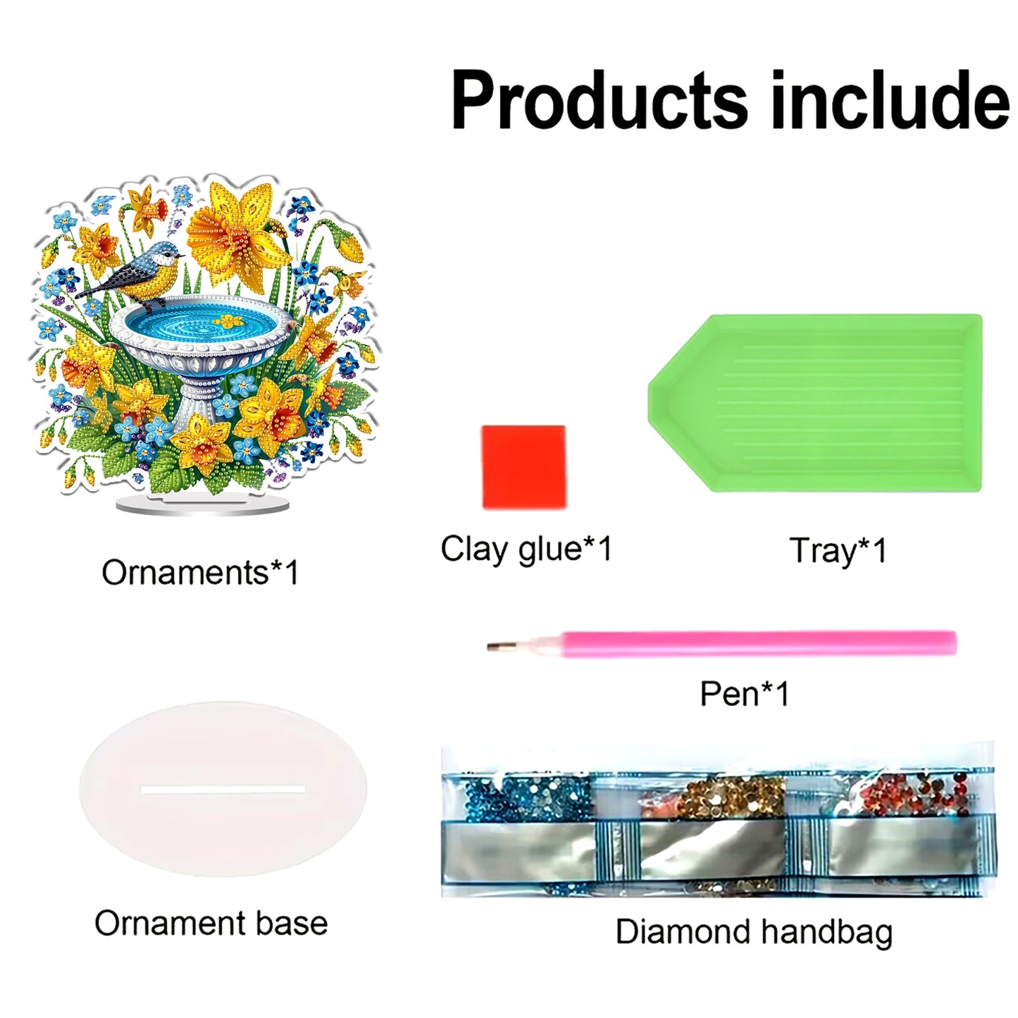 Basin DIY 2D Flat Print Acrylic Desktop Diamond Art Kits 24x22cm Desktop Decor