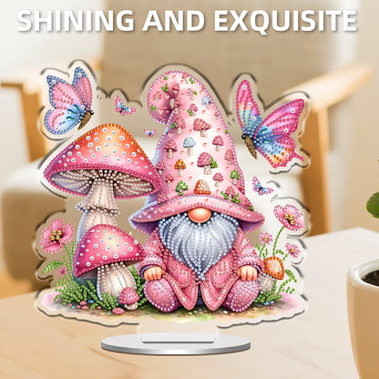 Mushroom Gnome DIY 2D Flat Print Acrylic Desktop Diamond Art Kits 24x22cm