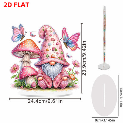 Mushroom Gnome DIY 2D Flat Print Acrylic Desktop Diamond Art Kits 24x22cm