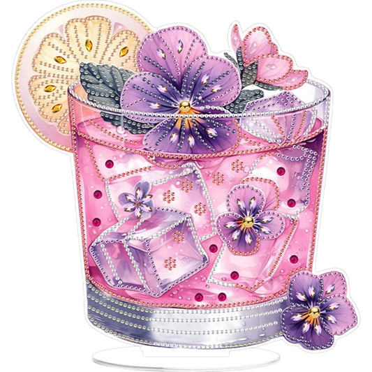 Drink DIY 2D Flat Print Acrylic Desktop Diamond Art Kits 24x22cm Desktop Decor