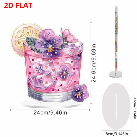 Drink DIY 2D Flat Print Acrylic Desktop Diamond Art Kits 24x22cm Desktop Decor