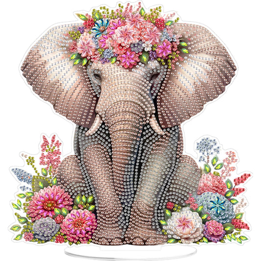 Elephant DIY 2D Flat Print Acrylic Desktop Diamond Art Kit 24x22cm Desktop Decor