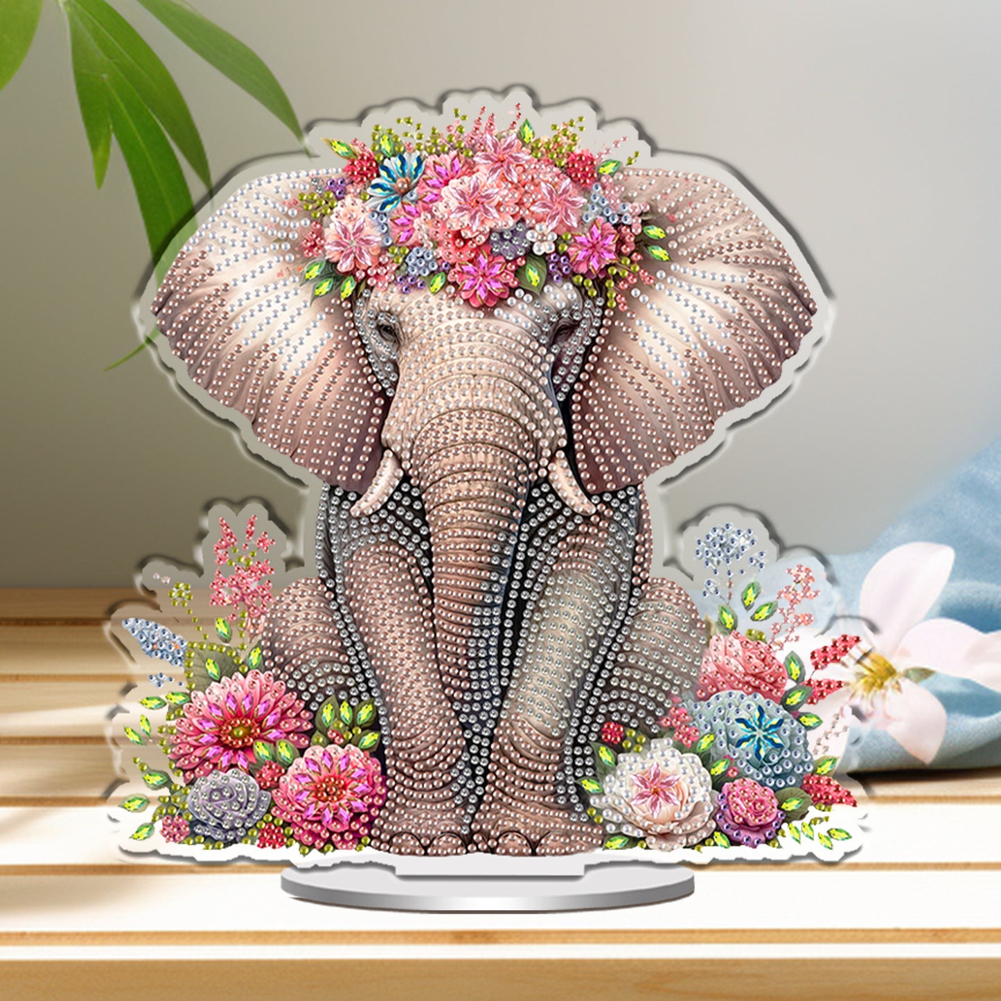 Elephant DIY 2D Flat Print Acrylic Desktop Diamond Art Kit 24x22cm Desktop Decor