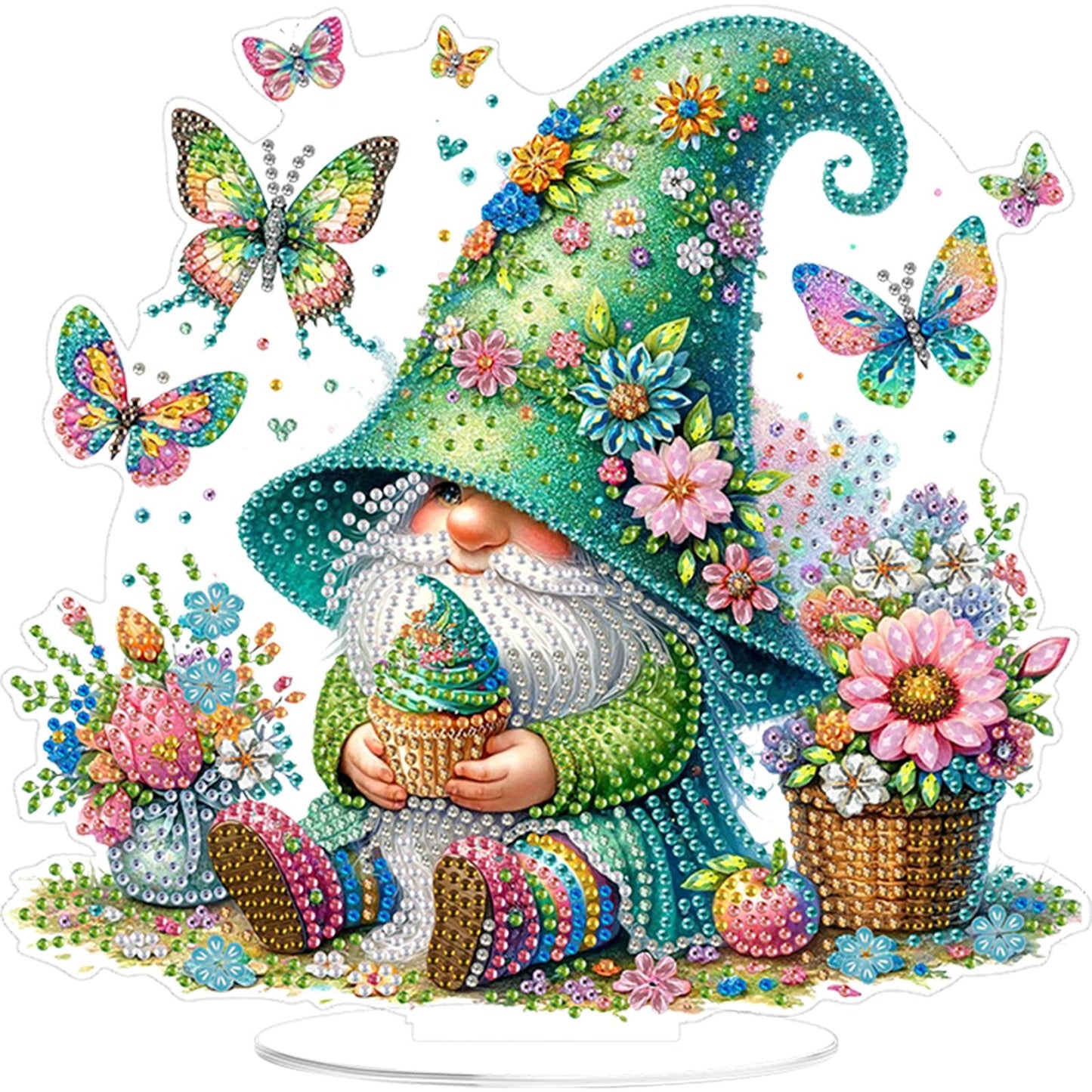 Gnome DIY 2D Flat Print Acrylic Desktop Diamond Art Kits 24x22cm Desktop Decor