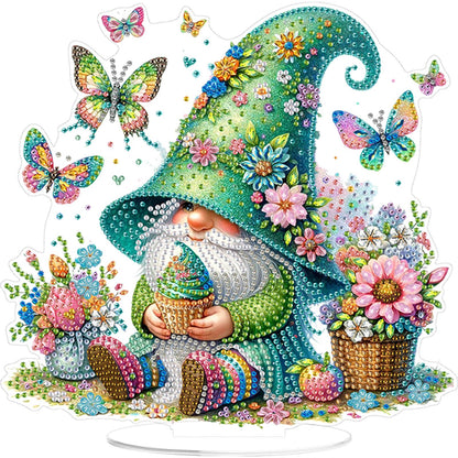 Gnome DIY 2D Flat Print Acrylic Desktop Diamond Art Kits 24x22cm Desktop Decor