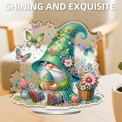 Gnome DIY 2D Flat Print Acrylic Desktop Diamond Art Kits 24x22cm Desktop Decor