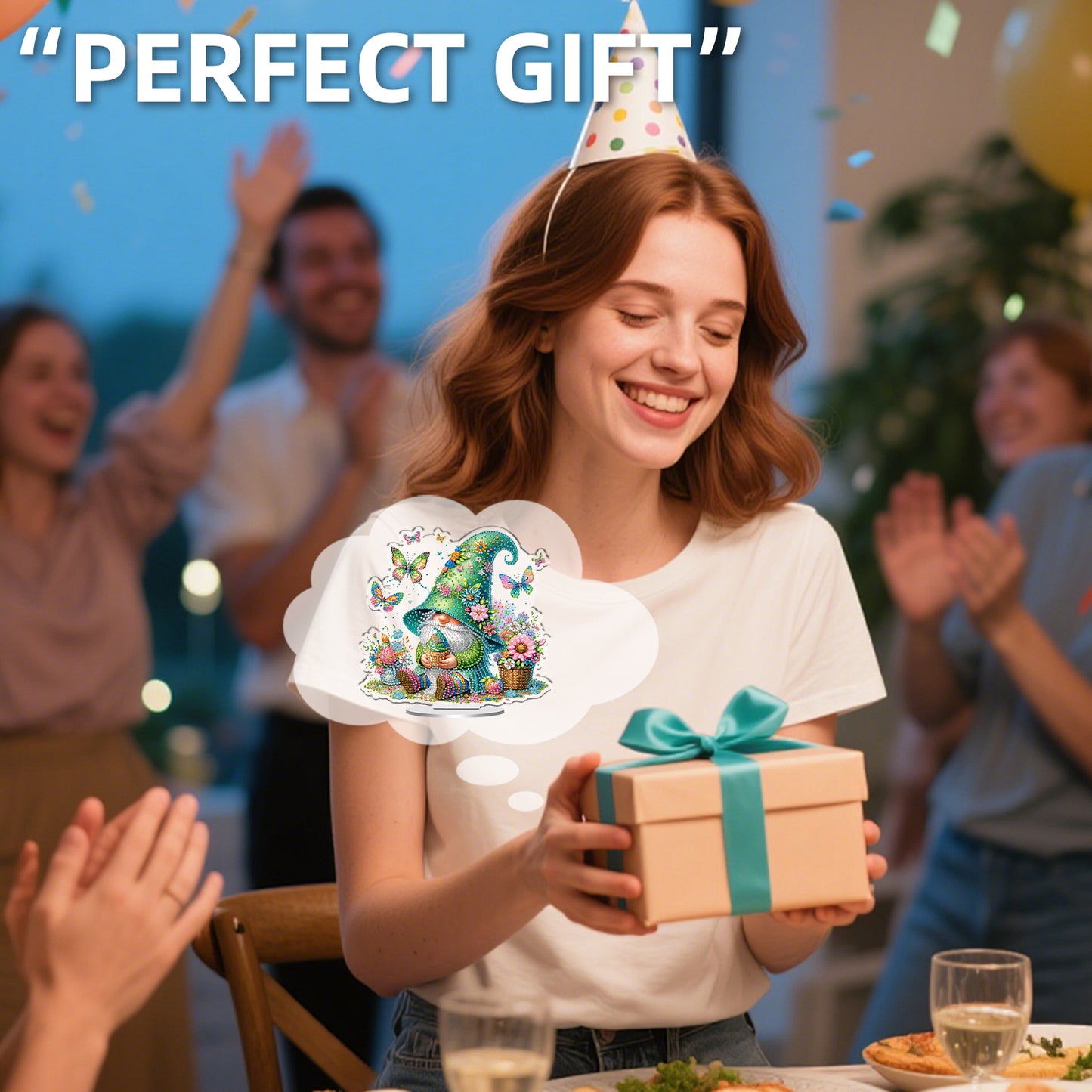 Gnome DIY 2D Flat Print Acrylic Desktop Diamond Art Kits 24x22cm Desktop Decor