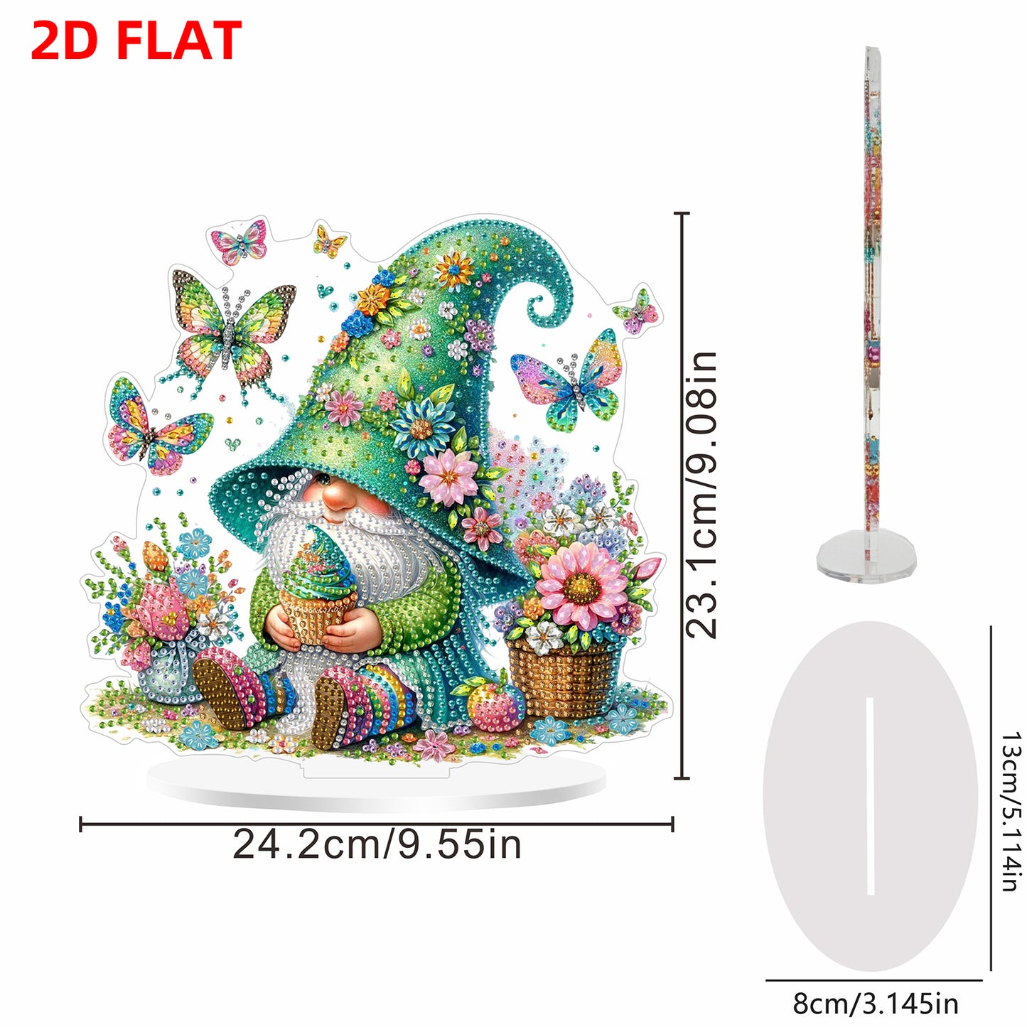 Gnome DIY 2D Flat Print Acrylic Desktop Diamond Art Kits 24x22cm Desktop Decor