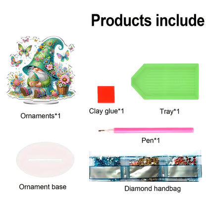 Gnome DIY 2D Flat Print Acrylic Desktop Diamond Art Kits 24x22cm Desktop Decor