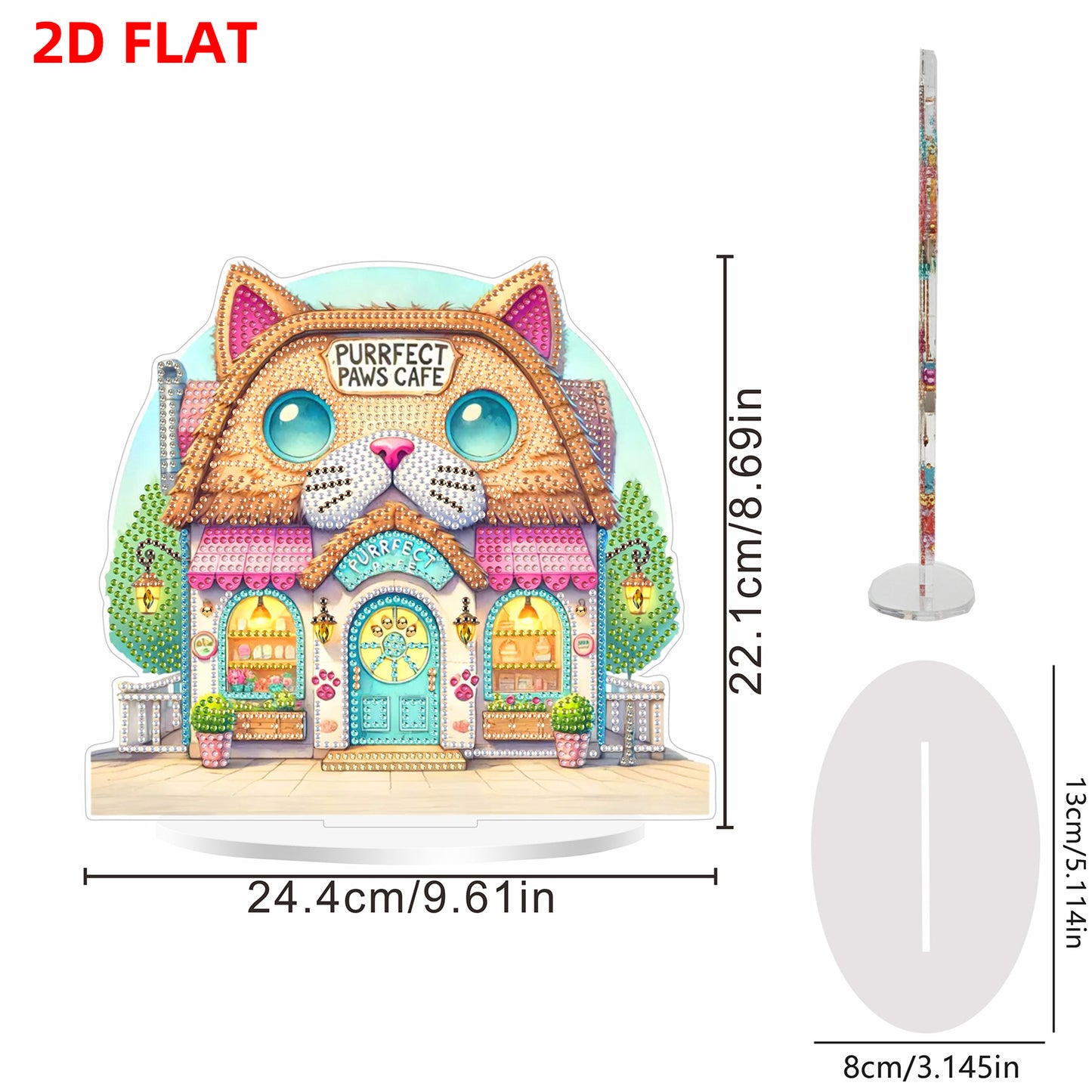 Cat House DIY 2D Flat Acrylic Desktop Diamond Art Kit 24x22cm Desktop Decor