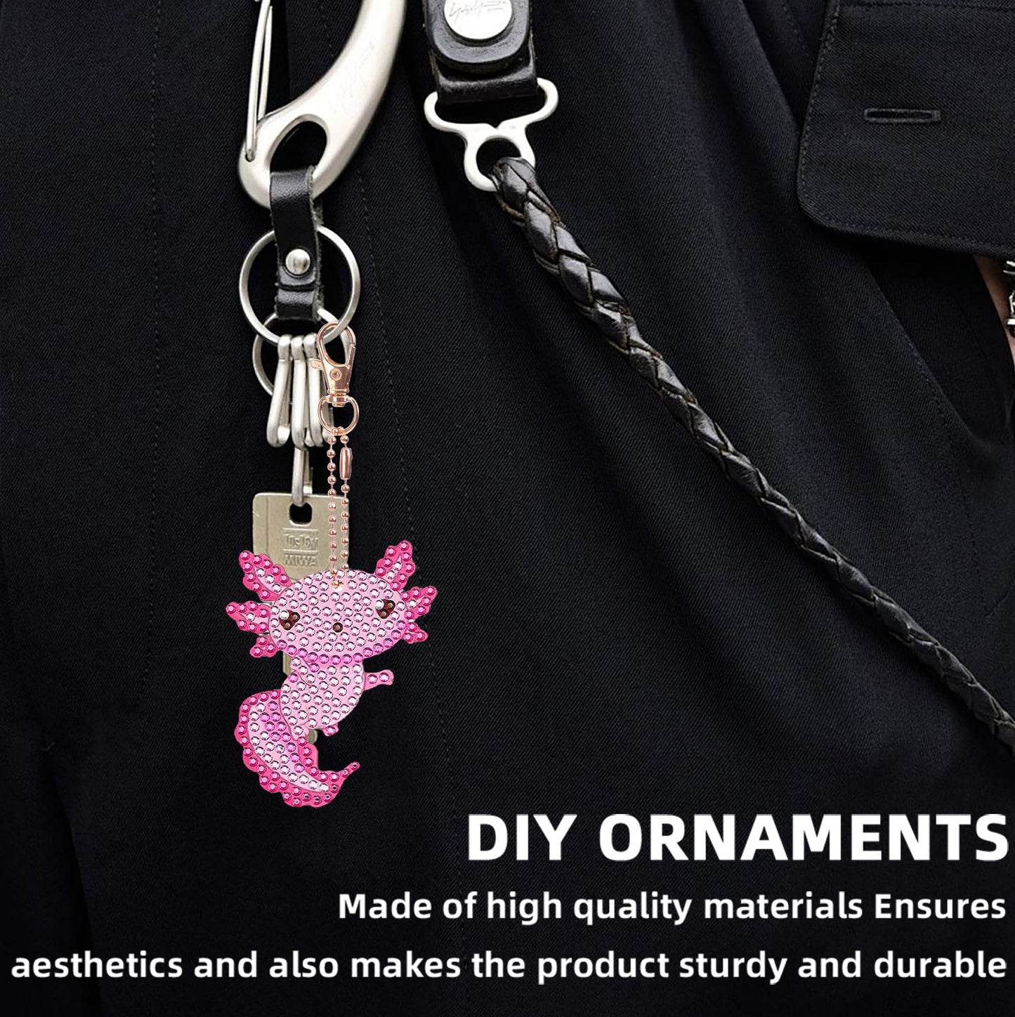 12pcs 2D DIY Double Side Diamond Painting Keychains for Decor Crafts (Salamander