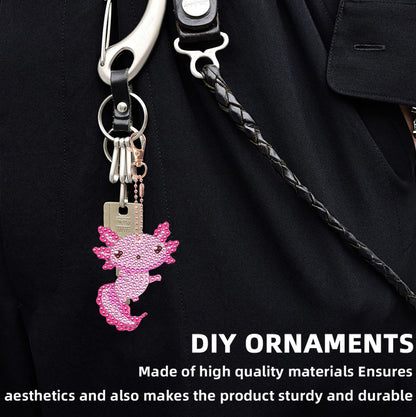 12pcs 2D DIY Double Side Diamond Painting Keychains for Decor Crafts (Salamander