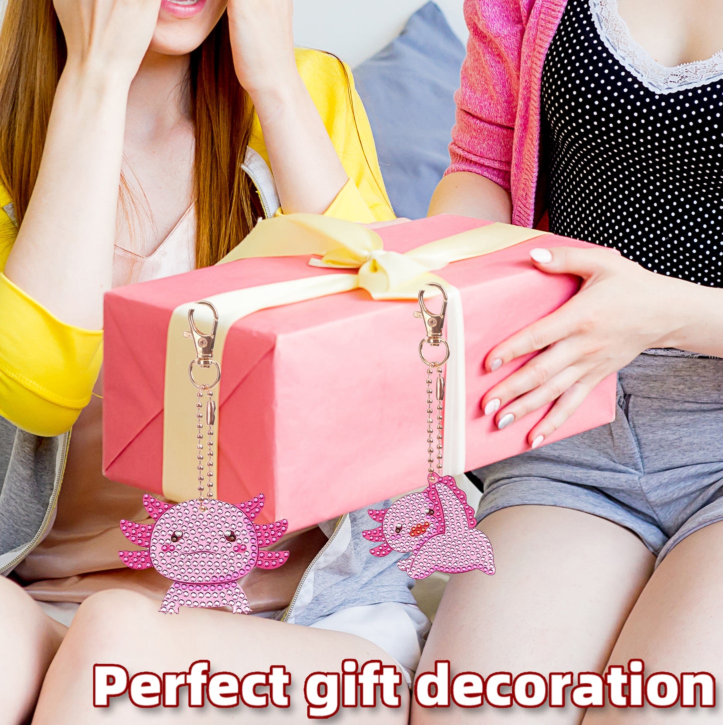 12pcs 2D DIY Double Side Diamond Painting Keychains for Decor Crafts (Salamander