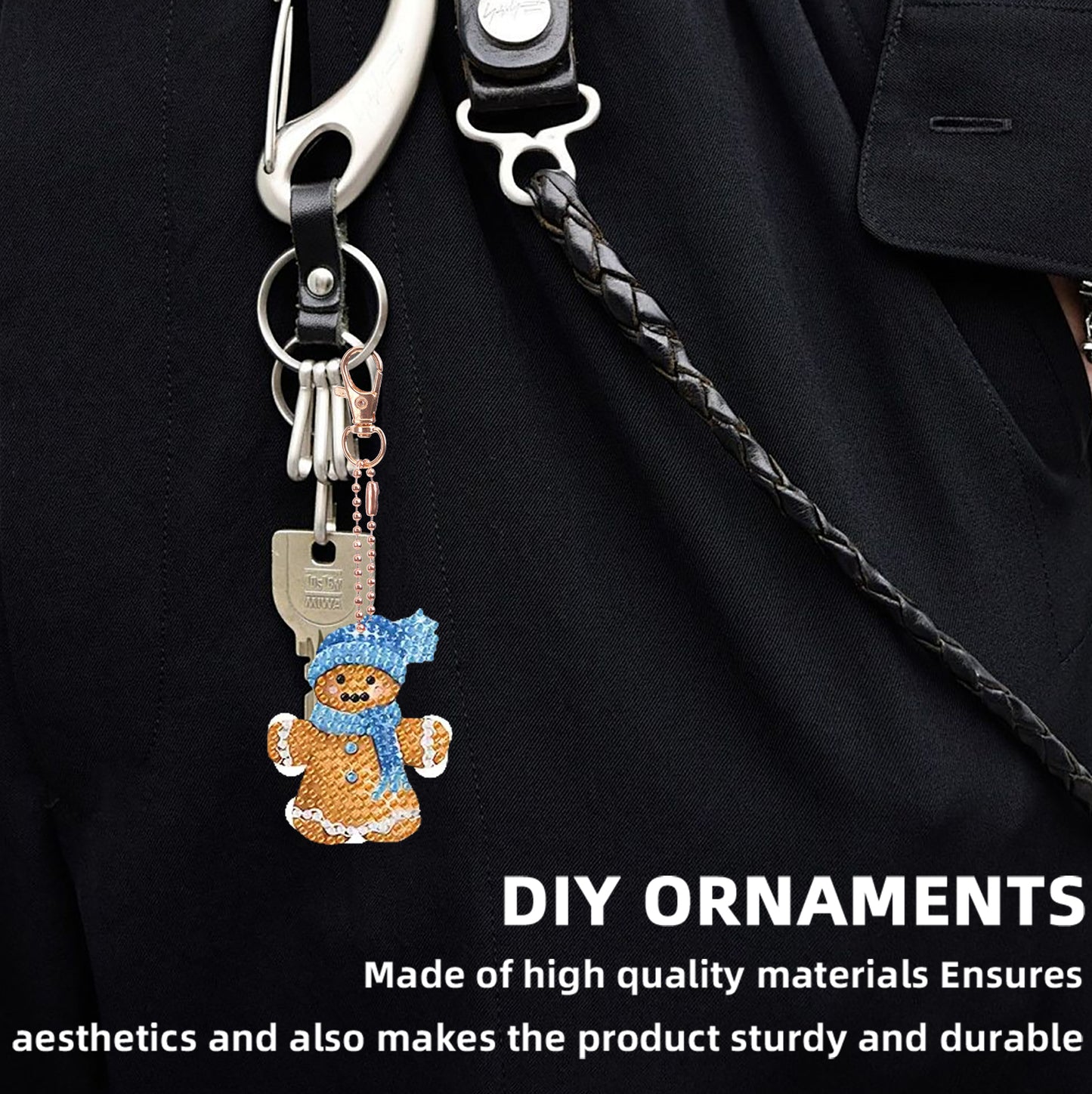 16pcs 2D DIY Double Side Diamond Painting Keychains for Decor Crafts (Winter)