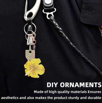 10pcs 2D DIY Double Side Diamond Painting Keychains for Decor Crafts (Flower)