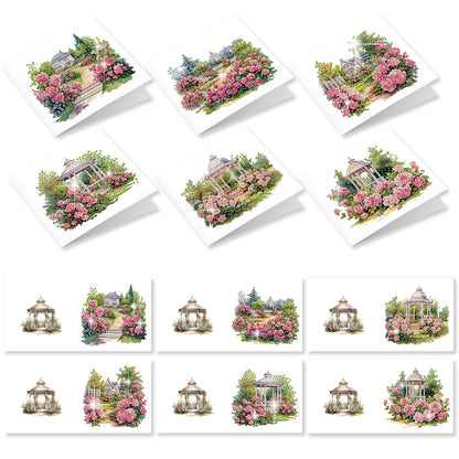 12Pcs Garden Flowers DIY Diamond Painting Greeting Cards for Adult Holiday Gifts