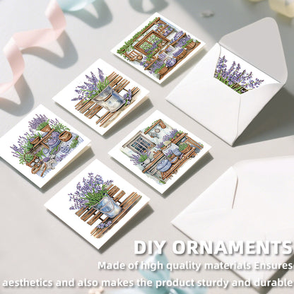 12Pcs Lavender DIY Diamond Painting Greeting Cards for Adult Holiday Gifts