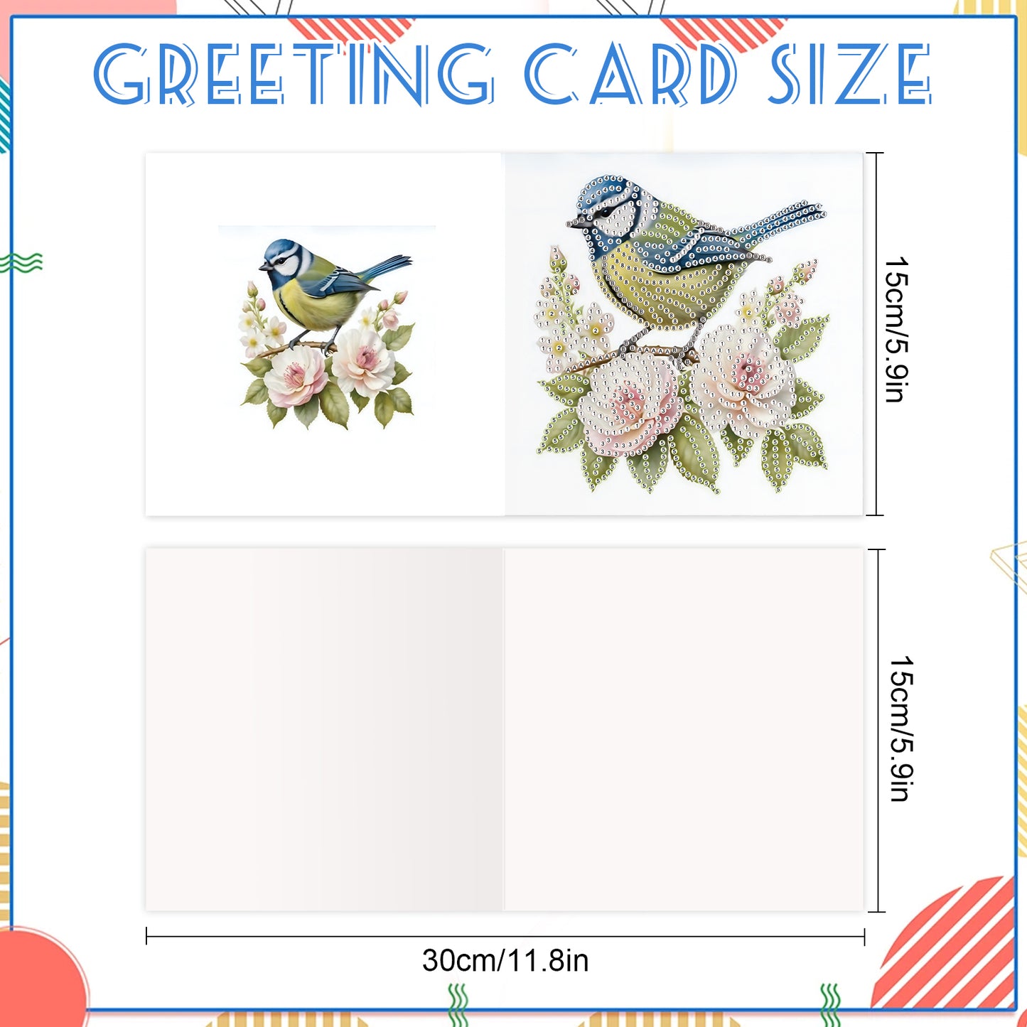 12Pcs Bluebird DIY Diamond Painting Greeting Cards for Adult Holiday Gifts
