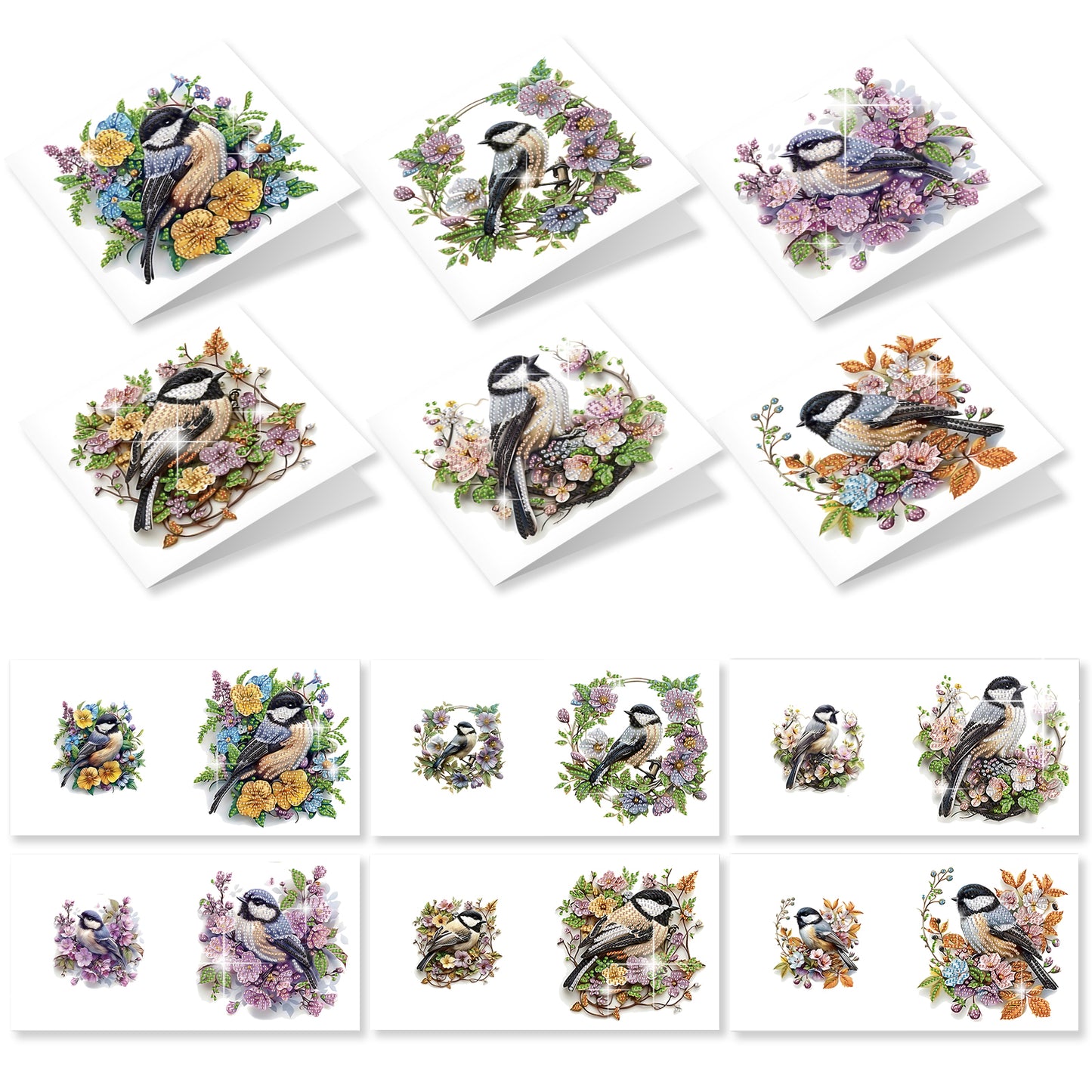 12Pcs Bluebird DIY Diamond Painting Greeting Cards for Adult Holiday Gifts