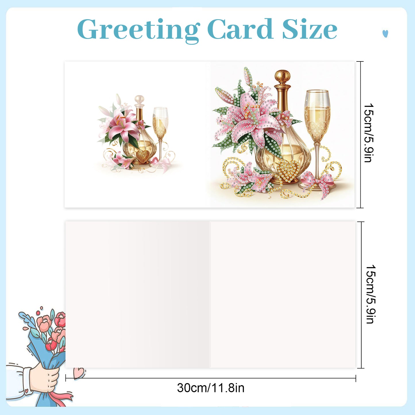 12Pcs Flower Drink DIY Diamond Painting Greeting Cards for Adult Holiday Gifts