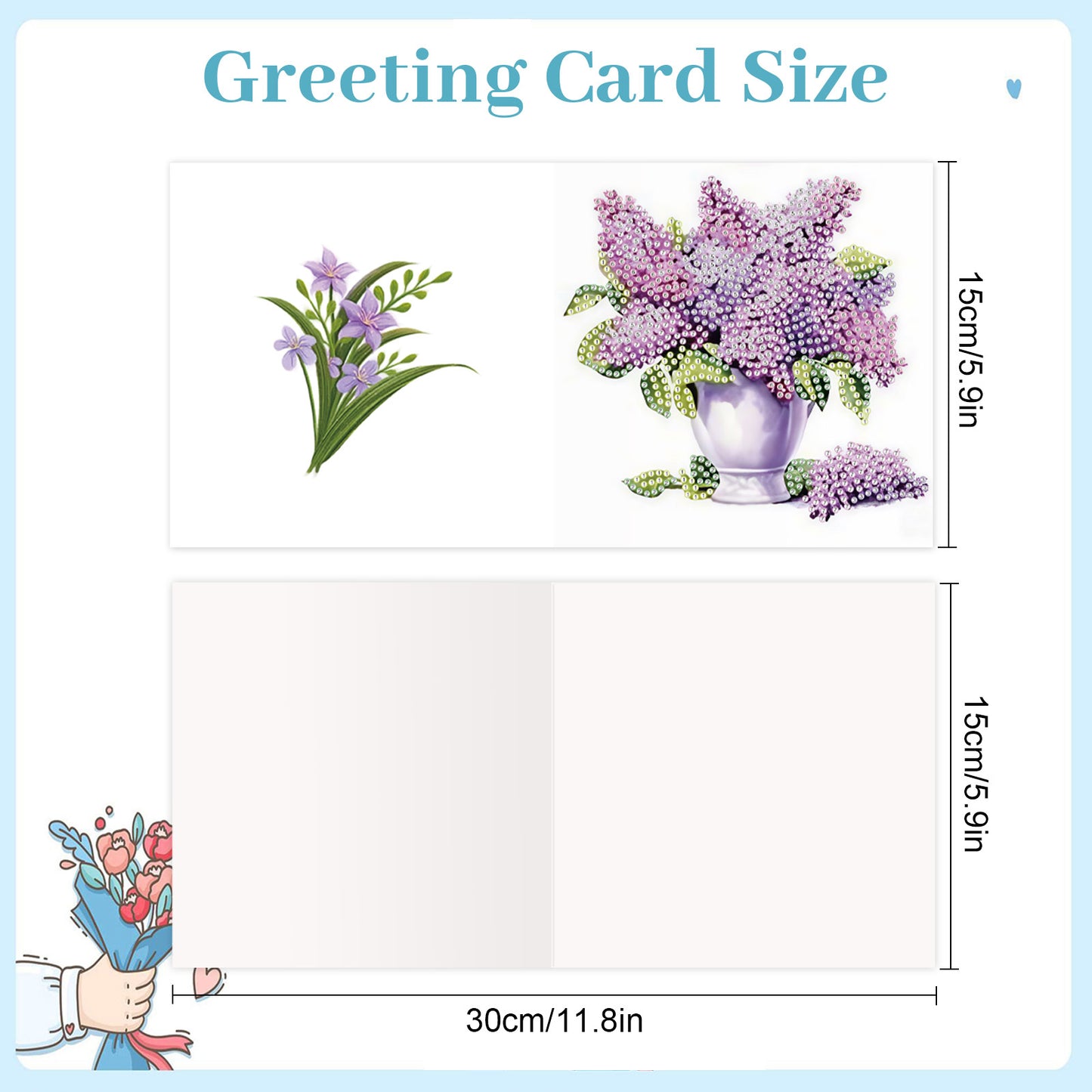 12Pcs Bouquet DIY Diamond Painting Greeting Cards for Adult Holiday Gifts