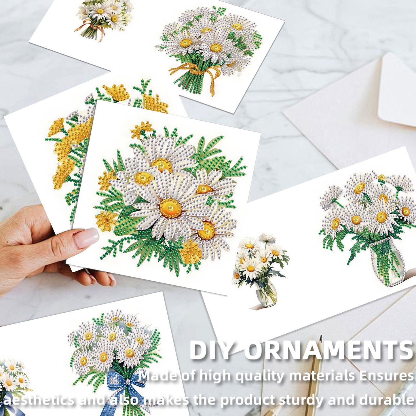 12Pcs Bouquet DIY Diamond Painting Greeting Cards for Adult Holiday Gifts