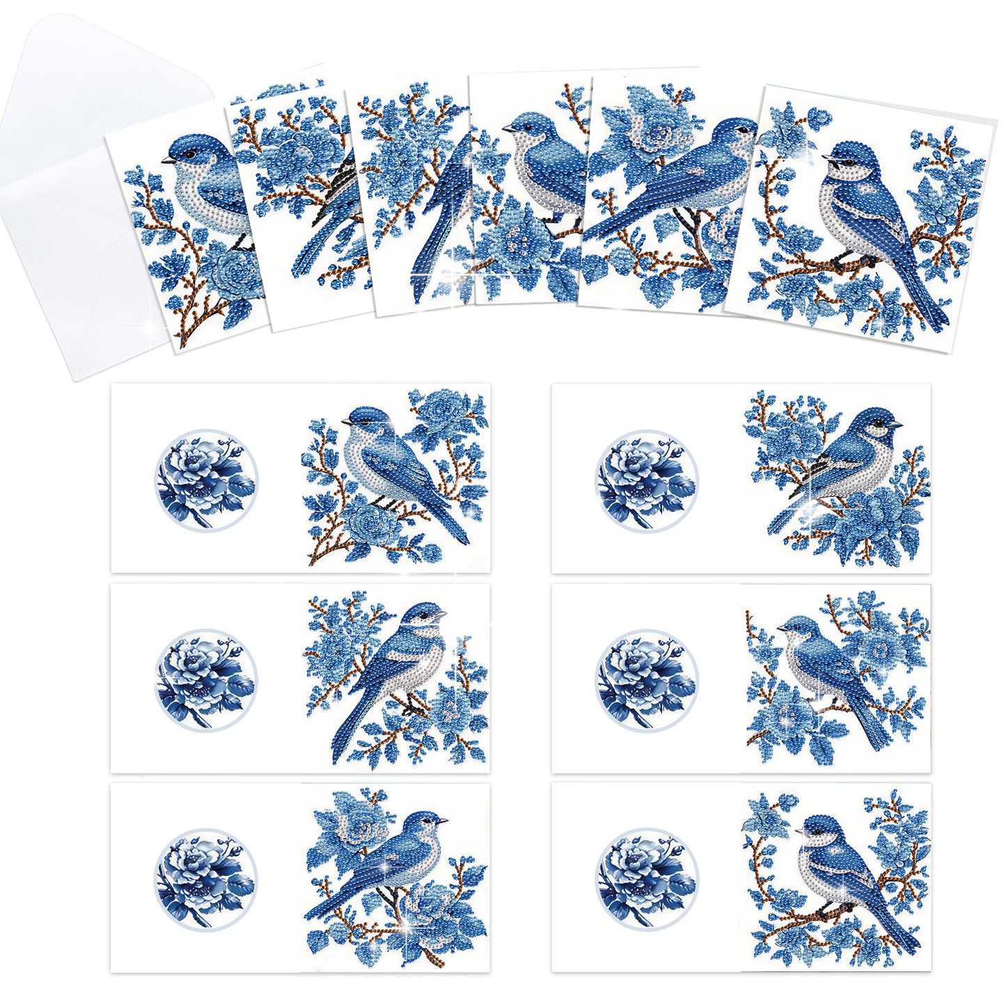 12Pcs Butterfly Bluebird DIY Diamond Painting Greeting Cards for Adults Gifts
