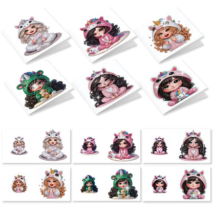 12Pcs Little Girl DIY Diamond Painting Greeting Cards for Adult Holiday Gifts
