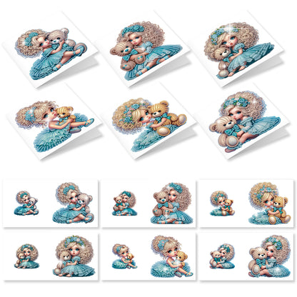 12Pcs Little Girl DIY Diamond Painting Greeting Cards for Adult Holiday Gifts