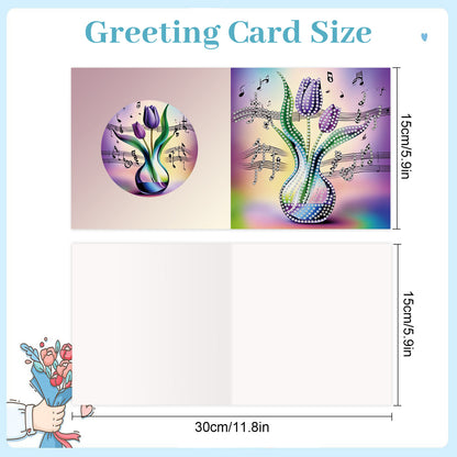 12Pcs Romantic Bouquet DIY Diamond Painting Greeting Cards for Adults Gifts