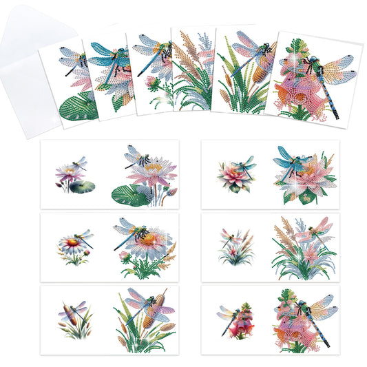 12Pcs Butterfly Dragonfly DIY Diamond Painting Greeting Cards for Adults Gifts