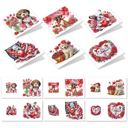 12Pcs Valentines Bear Dog DIY Diamond Painting Greeting Cards for Adults Gifts