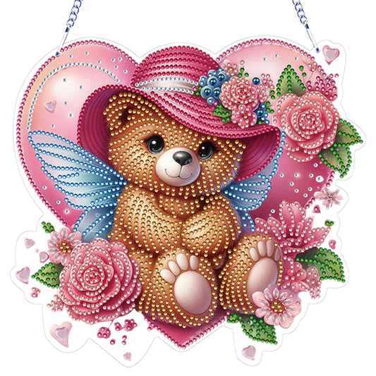 Valentine Day 2D Flat DIY Diamond Art Pendant Diamond Painting Crafts Set (Bear)