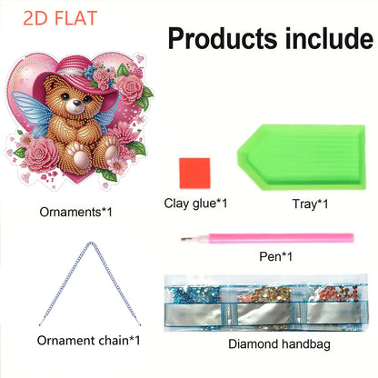 Valentine Day 2D Flat DIY Diamond Art Pendant Diamond Painting Crafts Set (Bear)