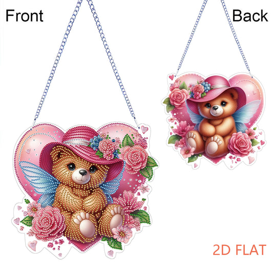 Valentine Day 2D Flat DIY Diamond Art Pendant Diamond Painting Crafts Set (Bear)