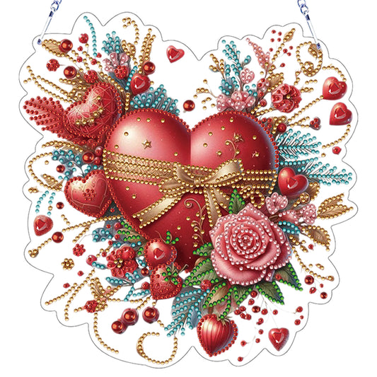 Valentine Day 2D Flat DIY Diamond Art Pendant Diamond Painting Craft Set (Roses)