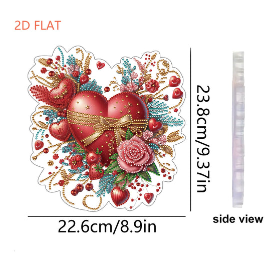 Valentine Day 2D Flat DIY Diamond Art Pendant Diamond Painting Craft Set (Roses)