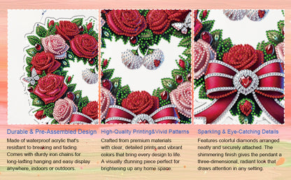Valentine Day 2D Flat DIY Diamond Art Pendant Diamond Painting Set (Wreath)