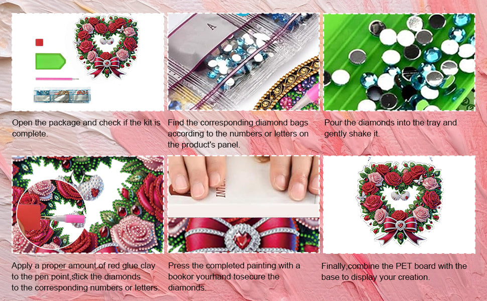 Valentine Day 2D Flat DIY Diamond Art Pendant Diamond Painting Set (Wreath)