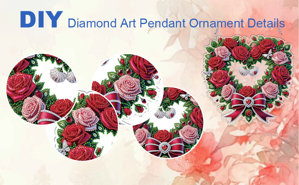 Valentine Day 2D Flat DIY Diamond Art Pendant Diamond Painting Set (Wreath)