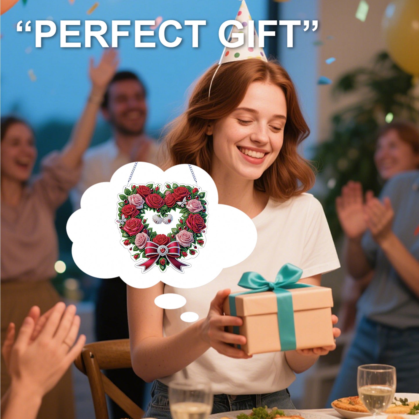 Valentine Day 2D Flat DIY Diamond Art Pendant Diamond Painting Set (Wreath)