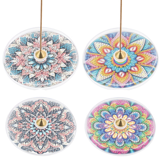 4pcs DIY Diamond Painting Incense Tray Incense Burner Stick Holder (Mandala)