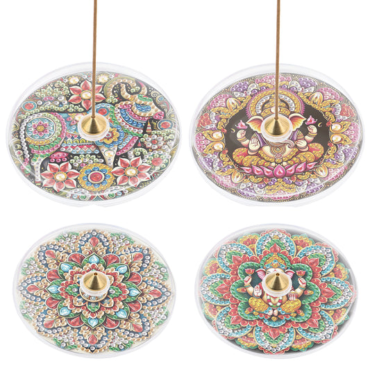 4pcs DIY Diamond Painting Incense Tray Incense Burner Stick Holder (Mandala)