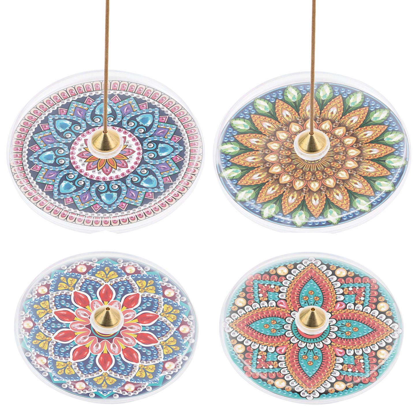 4pcs DIY Diamond Painting Incense Tray Incense Burner Stick Holder (Mandala)