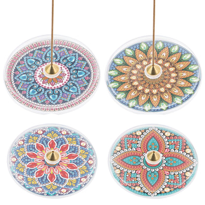 4pcs DIY Diamond Painting Incense Tray Incense Burner Stick Holder (Mandala)