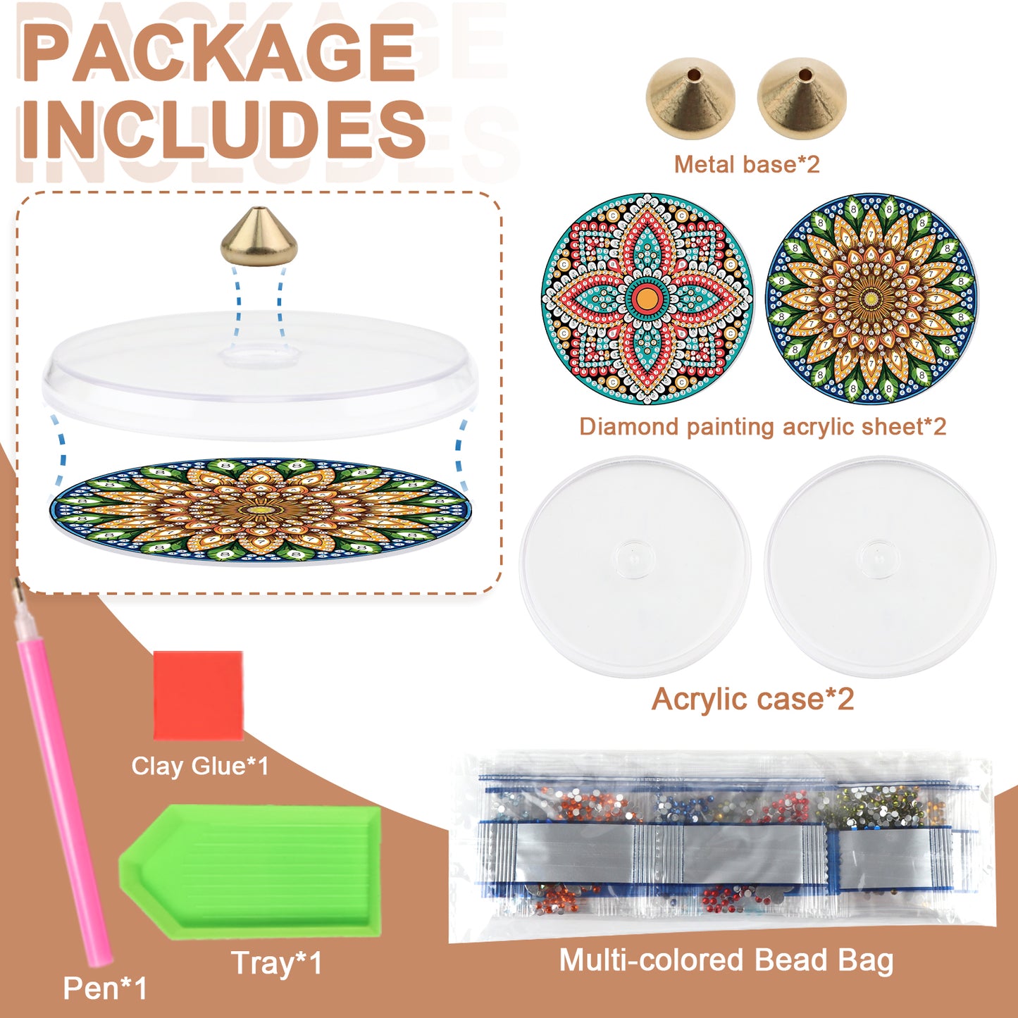 4pcs DIY Diamond Painting Incense Tray Incense Burner Stick Holder (Mandala)