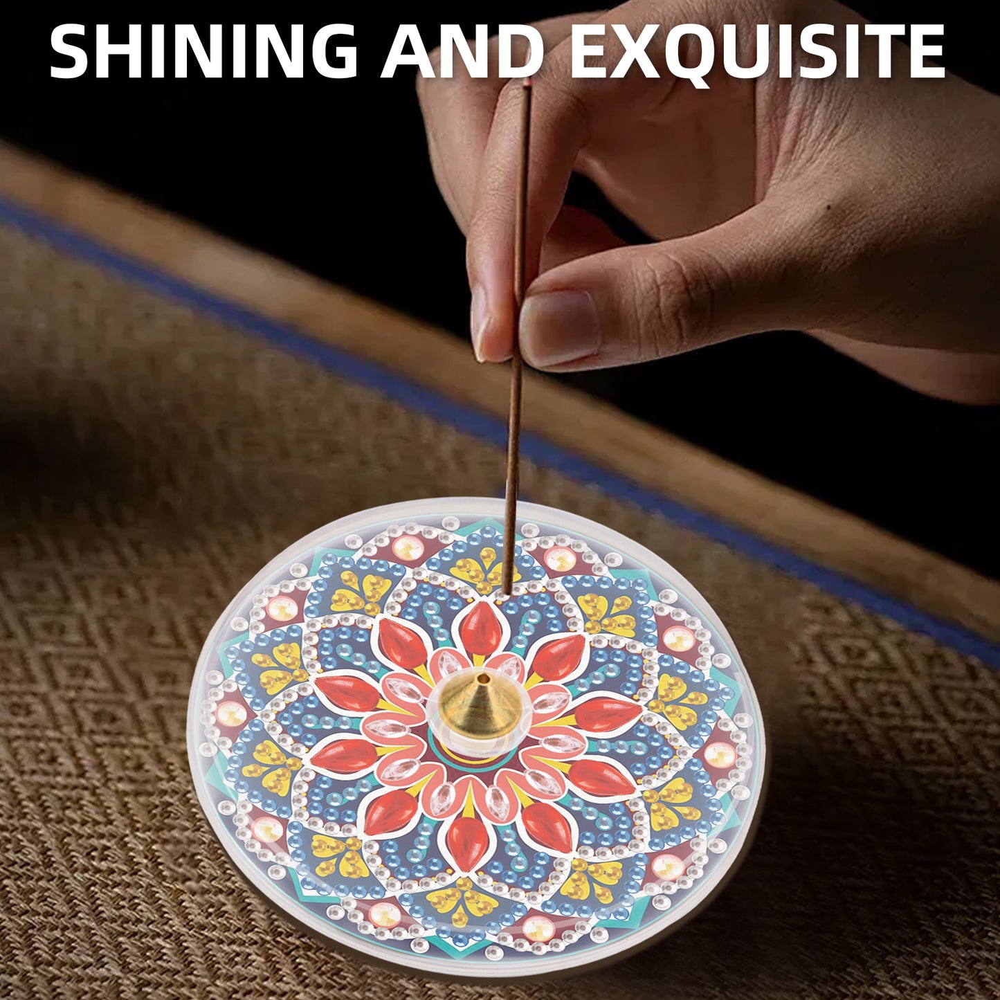 4pcs DIY Diamond Painting Incense Tray Incense Burner Stick Holder (Mandala)